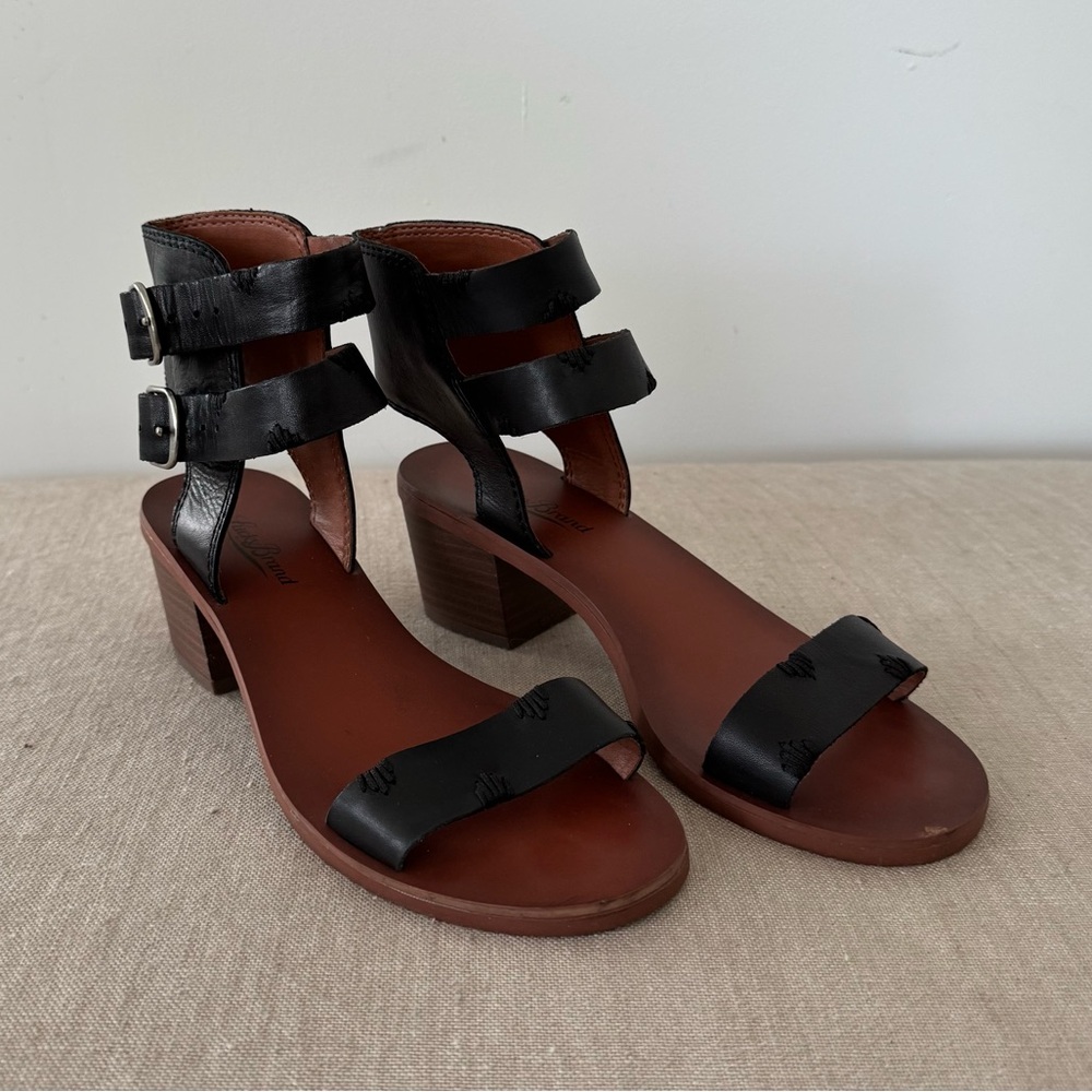 Lucky Double Buckle Black Strappy Sandals